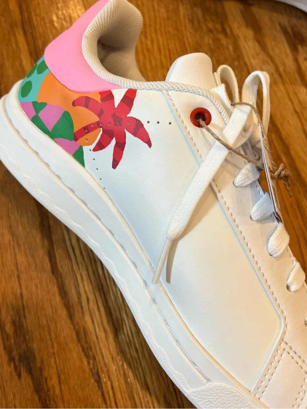 adidas Women’s White Court Sneakers collab with Farm Rio Pink Floral Heel size 7 - Picture 4 of 16